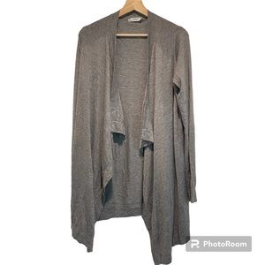 Vince Merino Wool Blend Gray Size L Waterfall Sweater Long Sleeve Thin Knit Open